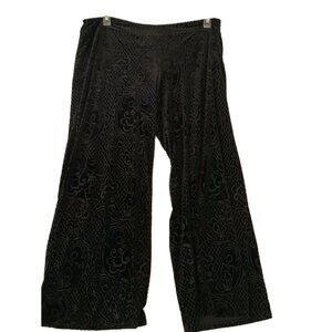 Soma Womens Wide Leg Velvet Burnout Semi Sheer Casual Party Lounge Pants XL Blk